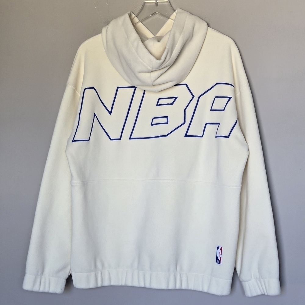 Jack & Jones X NBA Fleece Embroidered Basketball Hoodie Sweatshirt Cream Men's M